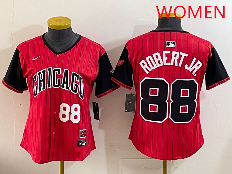 Women 2025 Chicago White Sox #88 Robert jr Red Joint Name Nike MLB Jersey style 4